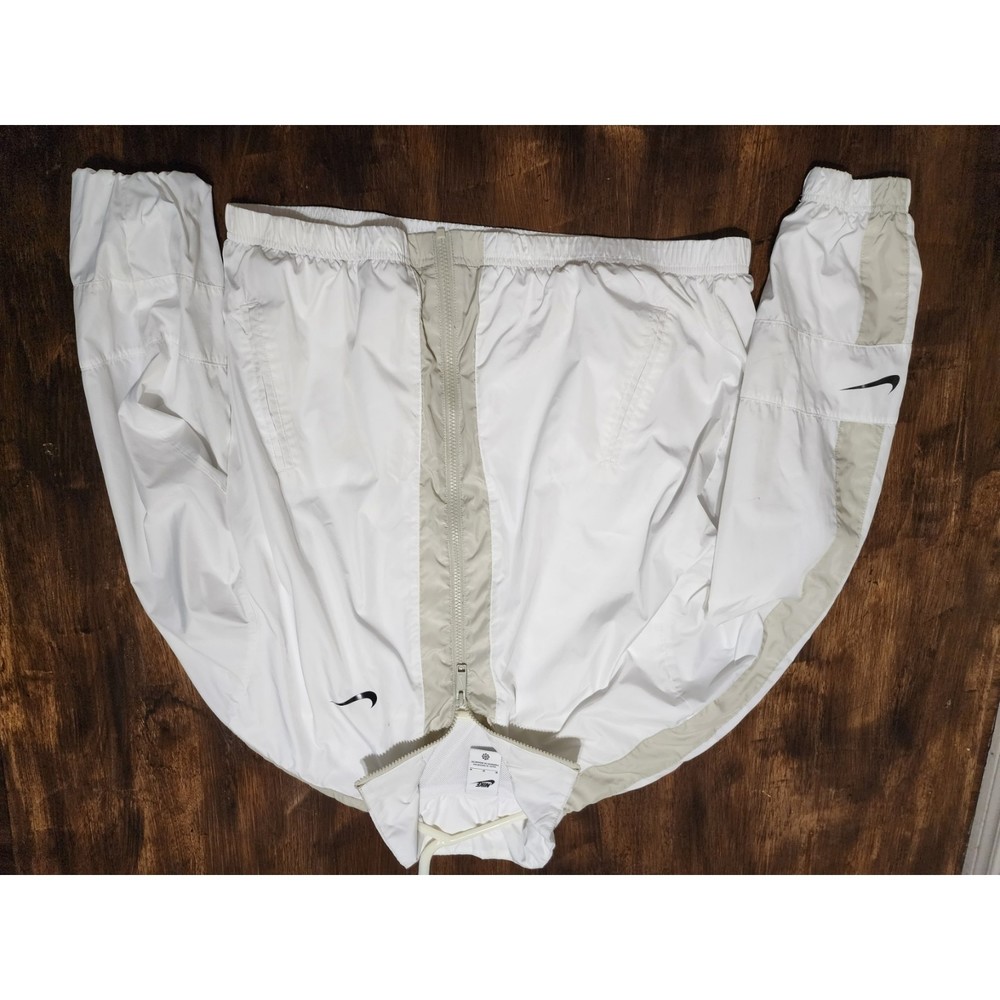 White Nike Hooded Windbreaker Track Jacket size Medium